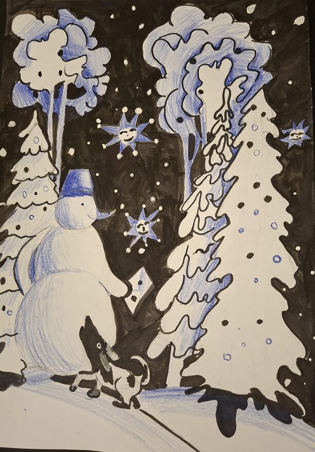 Всероссийский творческий конкурс «Поёт зима - аукает...»  - детский рисунок, поделка, творческая работа, категория школьники, 3 класс, дистанционный конкурс, школьный конкурс
