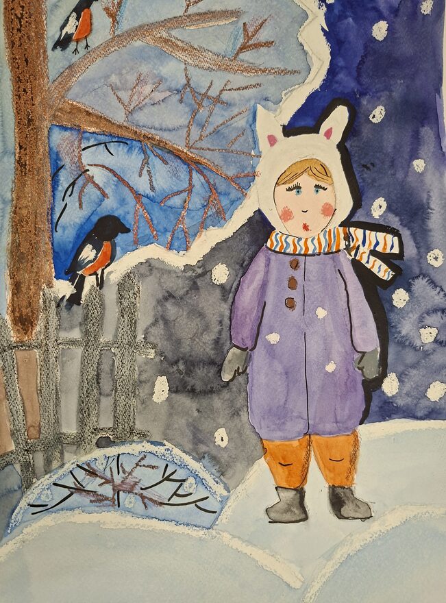 Всероссийский творческий конкурс «Поёт зима - аукает...»  - детский рисунок, поделка, творческая работа, категория школьники, 3 класс, дистанционный конкурс, школьный конкурс