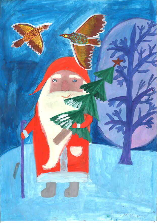 Всероссийский творческий конкурс «Поёт зима - аукает...»  - детский рисунок, поделка, творческая работа, категория школьники, 5 класс, дистанционный конкурс, школьный конкурс