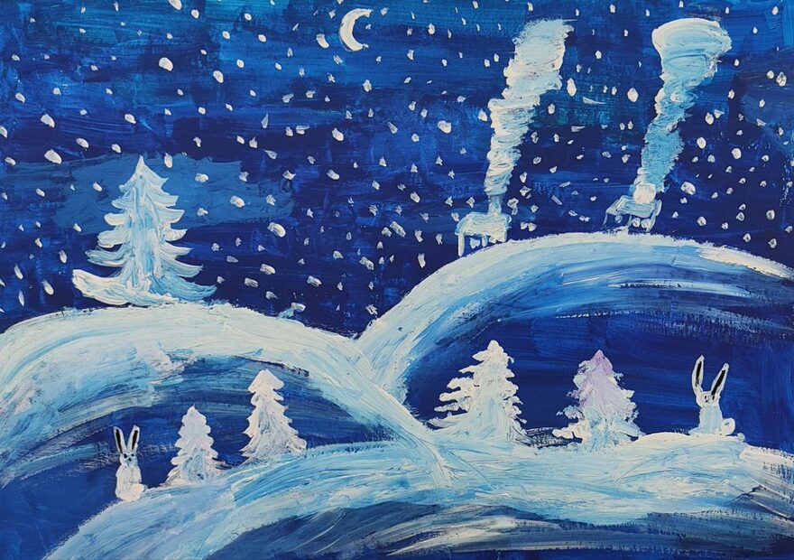 Всероссийский творческий конкурс «Поёт зима - аукает...»  - детский рисунок, поделка, творческая работа, категория школьники, 1 класс, дистанционный конкурс, школьный конкурс