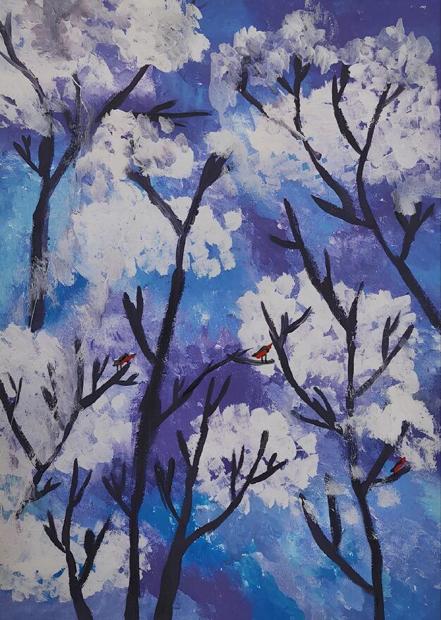 Всероссийский творческий конкурс «Поёт зима - аукает...»  - детский рисунок, поделка, творческая работа, категория школьники, 1 класс, дистанционный конкурс, школьный конкурс