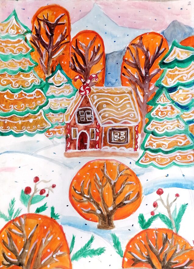 Всероссийский творческий конкурс «Поёт зима - аукает...»  - детский рисунок, поделка, творческая работа, категория школьники, 7 класс, дистанционный конкурс, школьный конкурс