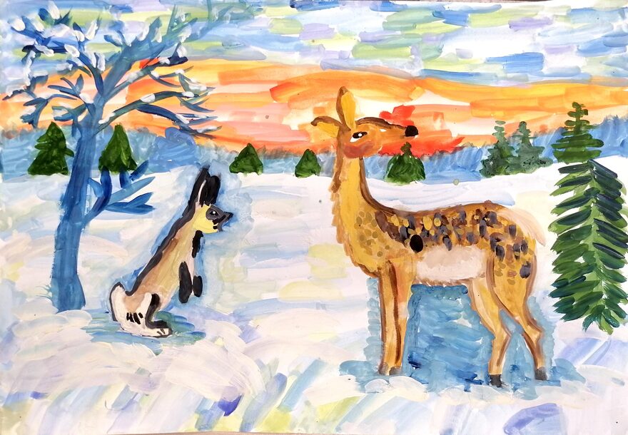 Всероссийский творческий конкурс «Поёт зима - аукает...»  - детский рисунок, поделка, творческая работа, категория школьники, 5 класс, дистанционный конкурс, школьный конкурс