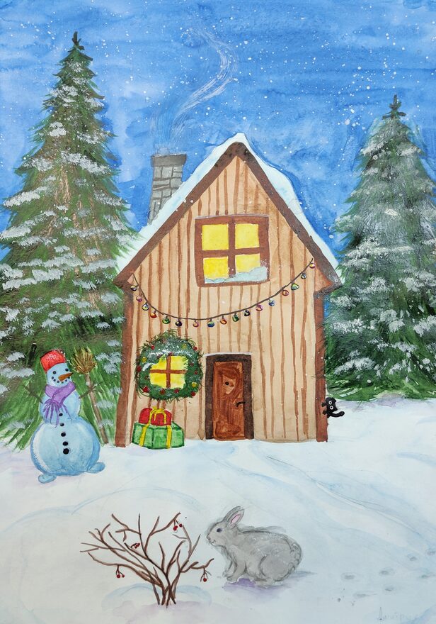 Всероссийский творческий конкурс «Поёт зима - аукает...»  - детский рисунок, поделка, творческая работа, категория школьники, 7 класс, дистанционный конкурс, школьный конкурс