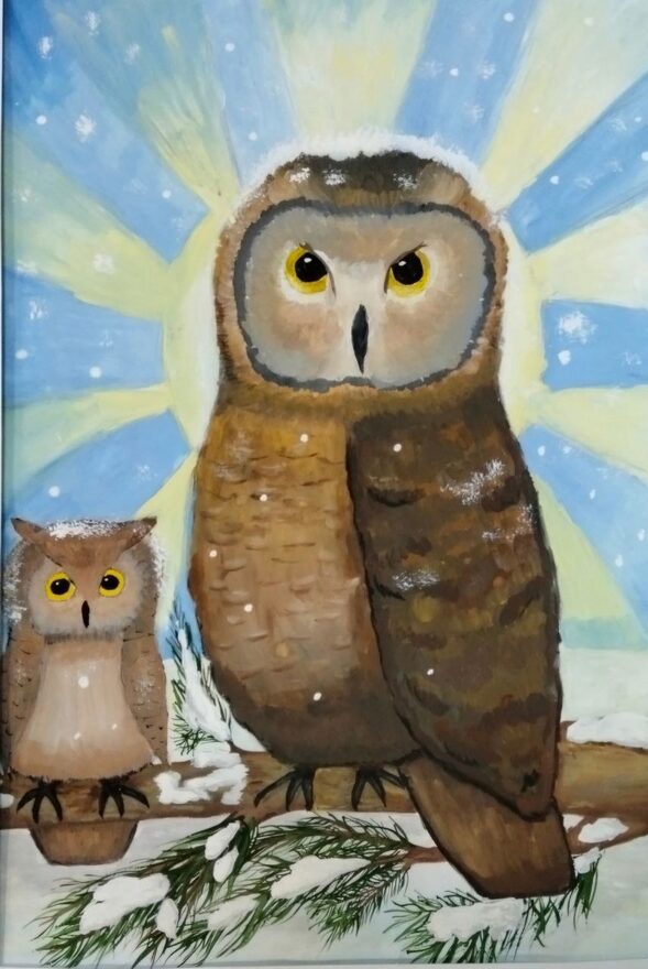 Всероссийский творческий конкурс «Поёт зима - аукает...»  - детский рисунок, поделка, творческая работа, категория школьники, 6 класс, дистанционный конкурс, школьный конкурс