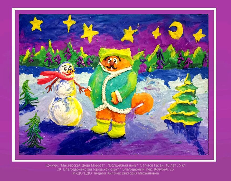 Всероссийский творческий конкурс «Мастерская Деда Мороза»  - детский рисунок, поделка, творческая работа, категория школьники, 5 класс, дистанционный конкурс, школьный конкурс