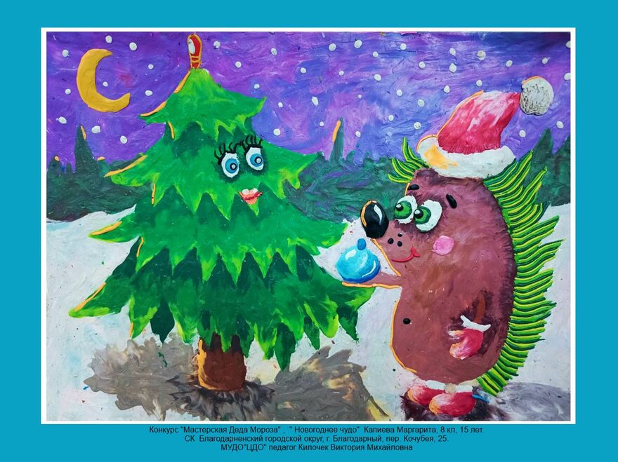 Всероссийский творческий конкурс «Мастерская Деда Мороза»  - детский рисунок, поделка, творческая работа, категория школьники, 8 класс, дистанционный конкурс, школьный конкурс