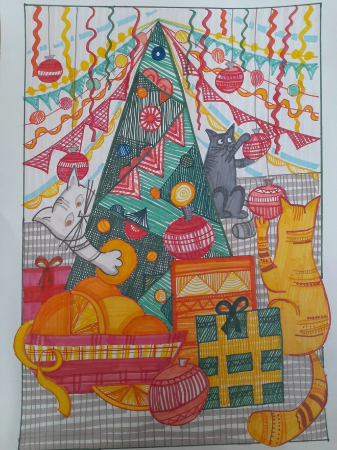 Всероссийский творческий конкурс «Мастерская Деда Мороза»  - детский рисунок, поделка, творческая работа, категория школьники, 2 класс, дистанционный конкурс, школьный конкурс