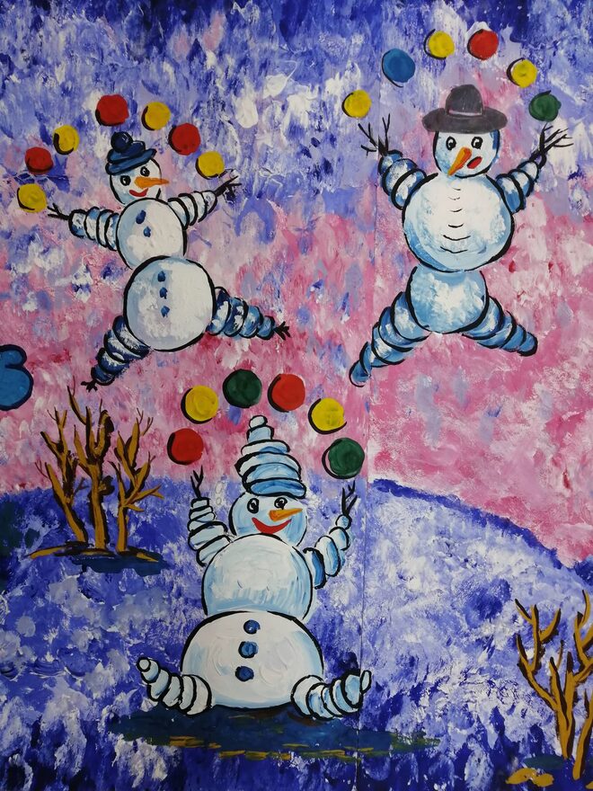 Всероссийский творческий конкурс «Фестиваль снеговиков»  - детский рисунок, поделка, творческая работа, категория школьники, 6 класс, дистанционный конкурс, школьный конкурс