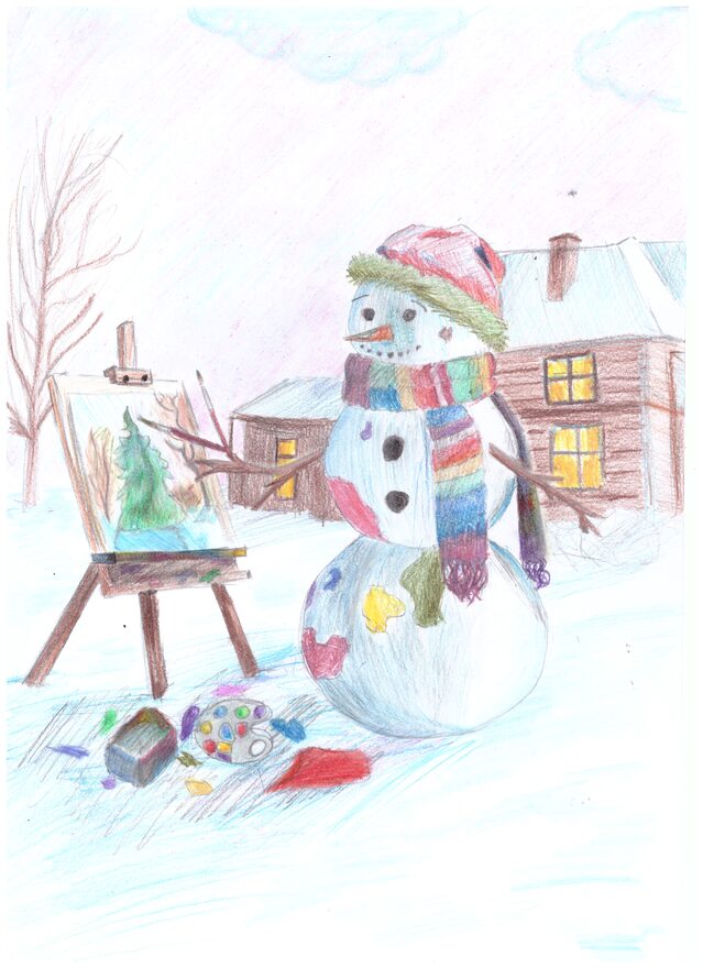 Всероссийский творческий конкурс «Фестиваль снеговиков»  - детский рисунок, поделка, творческая работа, категория школьники, 5 класс, дистанционный конкурс, школьный конкурс