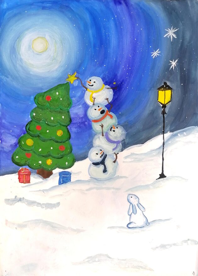 Всероссийский творческий конкурс «Фестиваль снеговиков»  - детский рисунок, поделка, творческая работа, категория школьники, 7 класс, дистанционный конкурс, школьный конкурс