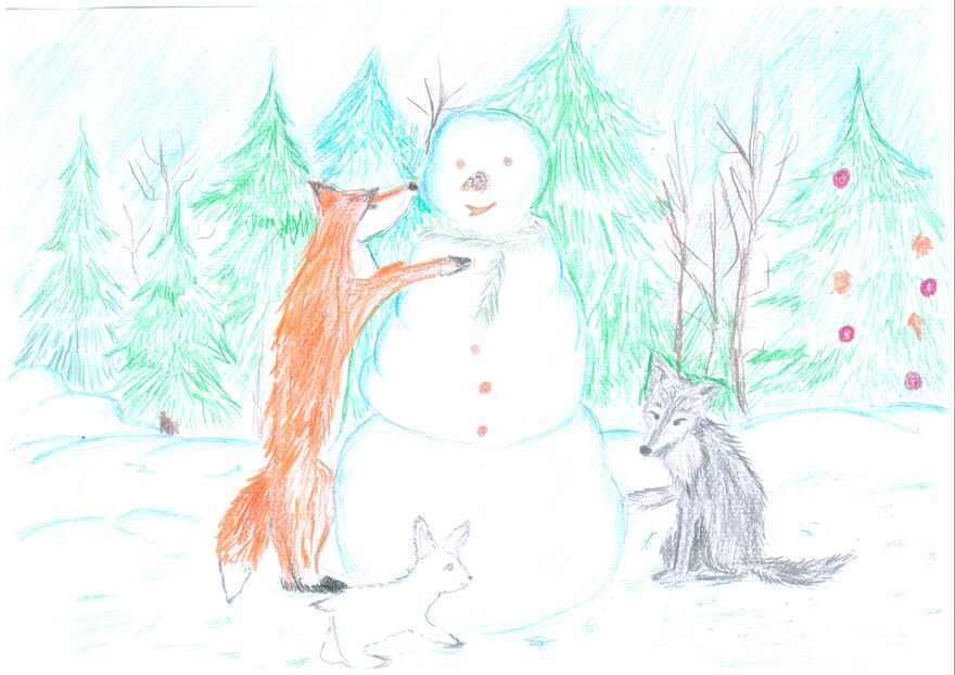 Всероссийский творческий конкурс «Фестиваль снеговиков»  - детский рисунок, поделка, творческая работа, категория школьники, 7 класс, дистанционный конкурс, школьный конкурс
