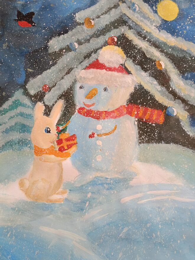 Всероссийский творческий конкурс «Фестиваль снеговиков»  - детский рисунок, поделка, творческая работа, категория школьники, 2 класс, дистанционный конкурс, школьный конкурс