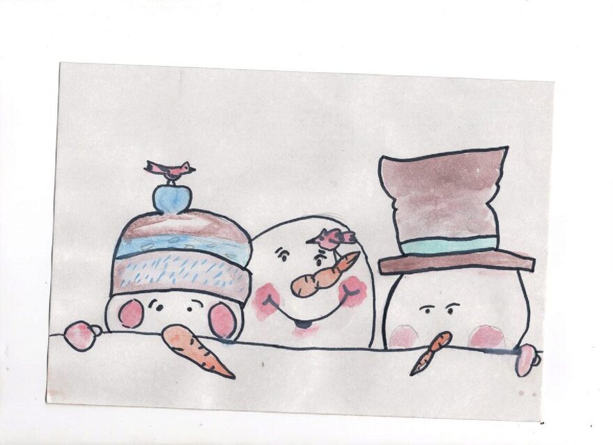 Всероссийский творческий конкурс «Фестиваль снеговиков»  - детский рисунок, поделка, творческая работа, категория школьники, 1 класс, дистанционный конкурс, школьный конкурс