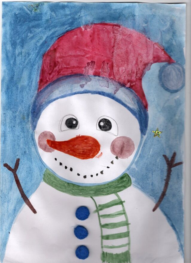 Всероссийский творческий конкурс «Фестиваль снеговиков»  - детский рисунок, поделка, творческая работа, категория школьники, 1 класс, дистанционный конкурс, школьный конкурс