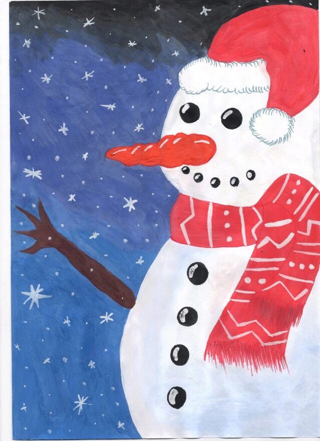 Всероссийский творческий конкурс «Фестиваль снеговиков»  - детский рисунок, поделка, творческая работа, категория школьники, 1 класс, дистанционный конкурс, школьный конкурс
