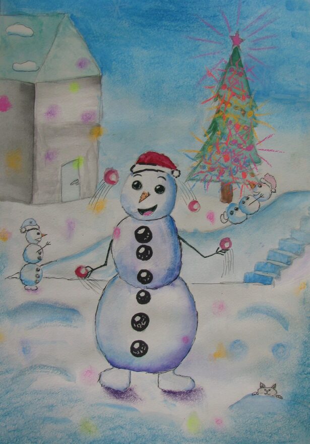 Всероссийский творческий конкурс «Фестиваль снеговиков»  - детский рисунок, поделка, творческая работа, категория школьники, 4 класс, дистанционный конкурс, школьный конкурс