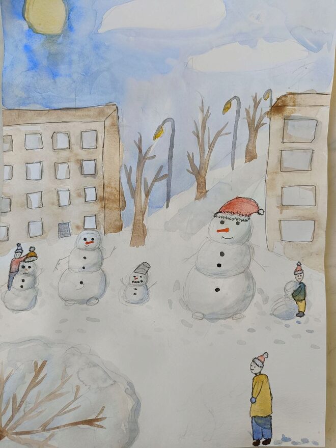 Всероссийский творческий конкурс «Фестиваль снеговиков»  - детский рисунок, поделка, творческая работа, категория школьники, 5 класс, дистанционный конкурс, школьный конкурс