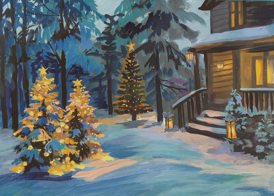 Всероссийский творческий конкурс «Зимушка-зима»  - детский рисунок, поделка, творческая работа, категория школьники, 7 класс, дистанционный конкурс, школьный конкурс