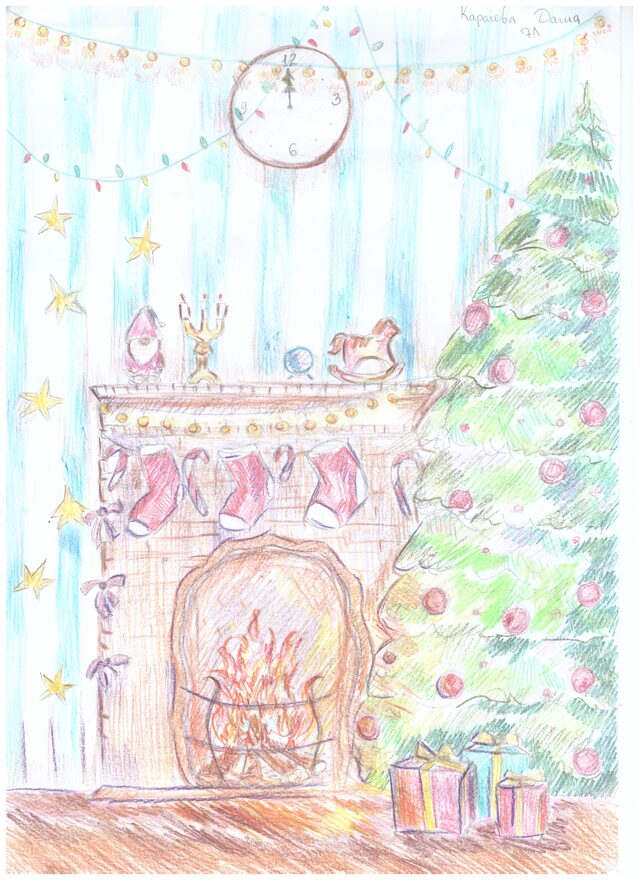 Всероссийский творческий конкурс «Зимушка-зима»  - детский рисунок, поделка, творческая работа, категория школьники, 7 класс, дистанционный конкурс, школьный конкурс