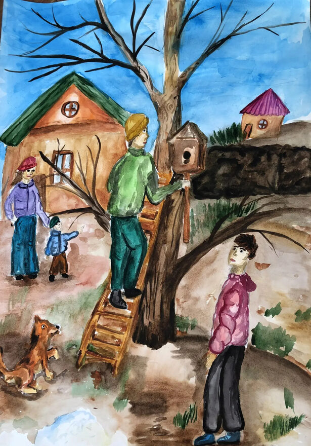 Всероссийский творческий конкурс «Первая песенка весны»  - детский рисунок, поделка, творческая работа, категория школьники, 5 класс, дистанционный конкурс, школьный конкурс