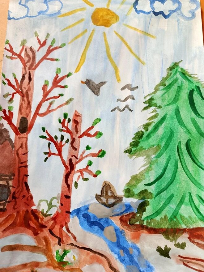 Всероссийский творческий конкурс «Первая песенка весны»  - детский рисунок, поделка, творческая работа, категория школьники, 3 класс, дистанционный конкурс, школьный конкурс
