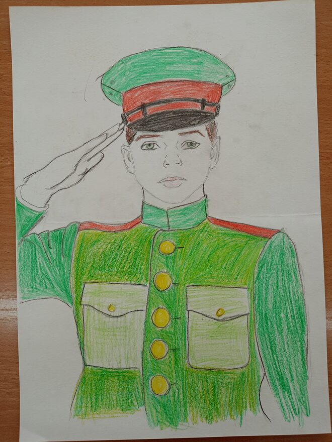 Всероссийский творческий конкурс «Защитникам Отечества посвящается...»  - детский рисунок, поделка, творческая работа, категория школьники, 8 класс, дистанционный конкурс, школьный конкурс
