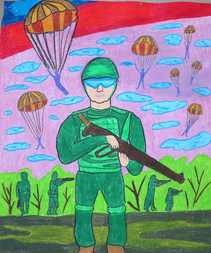 Всероссийский творческий конкурс «Защитникам Отечества посвящается...»  - детский рисунок, поделка, творческая работа, категория школьники, 10 класс, дистанционный конкурс, школьный конкурс