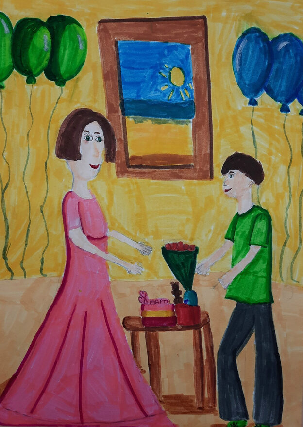 Всероссийский творческий конкурс «8 Марта - праздник весны, цветов и любви»  - детский рисунок, поделка, творческая работа, категория школьники, 4 класс, дистанционный конкурс, школьный конкурс