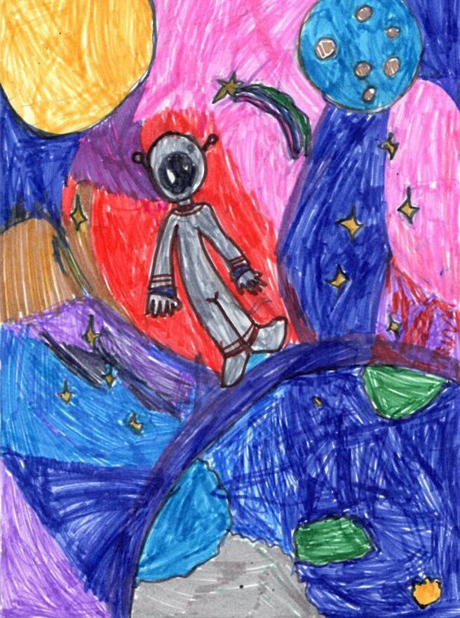 Всероссийский творческий конкурс «Тайны далёких планет»  - детский рисунок, поделка, творческая работа, категория школьники, 1 класс, дистанционный конкурс, школьный конкурс