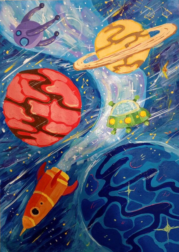 Всероссийский творческий конкурс «Тайны далёких планет»  - детский рисунок, поделка, творческая работа, категория школьники, 9 класс, дистанционный конкурс, школьный конкурс