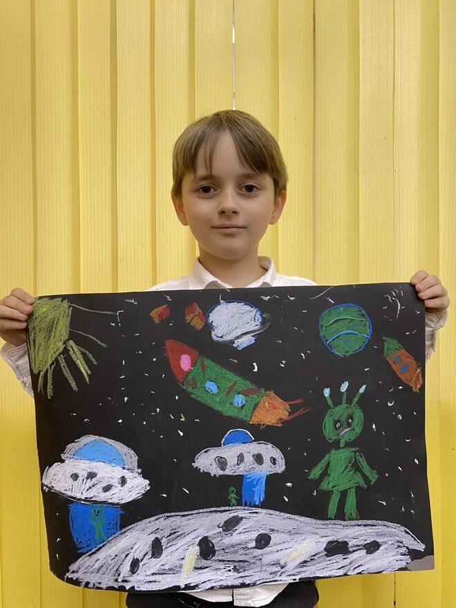 Всероссийский творческий конкурс «Тайны далёких планет»  - детский рисунок, поделка, творческая работа, категория школьники, 2 класс, дистанционный конкурс, школьный конкурс