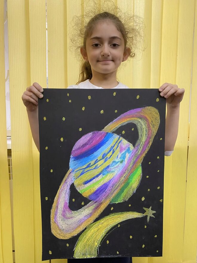 Всероссийский творческий конкурс «Тайны далёких планет»  - детский рисунок, поделка, творческая работа, категория школьники, 2 класс, дистанционный конкурс, школьный конкурс