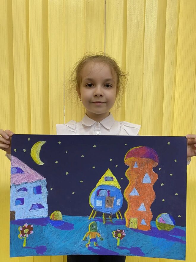 Всероссийский творческий конкурс «Тайны далёких планет»  - детский рисунок, поделка, творческая работа, категория школьники, 2 класс, дистанционный конкурс, школьный конкурс