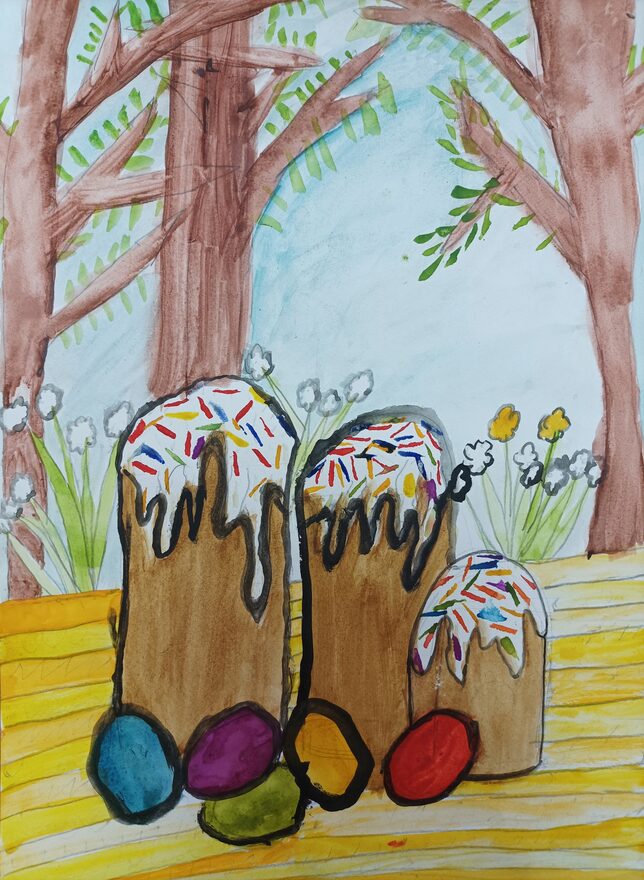 Всероссийский творческий конкурс «Пасхальные традиции»  - детский рисунок, поделка, творческая работа, категория школьники, 1 класс, дистанционный конкурс, школьный конкурс