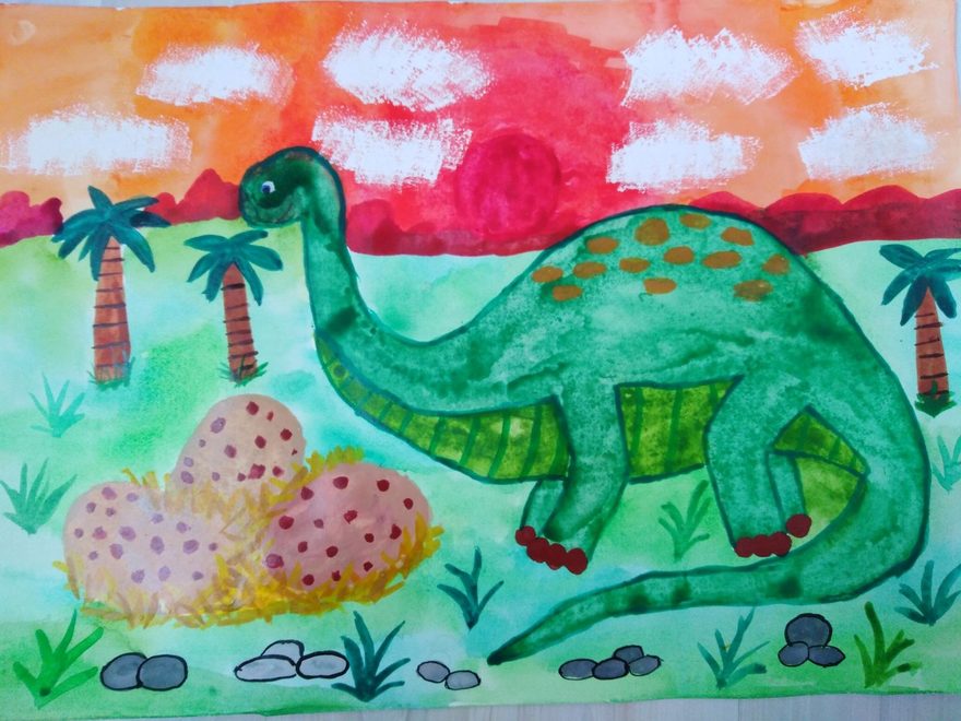 Международный творческий конкурс «Прогулки с динозаврами»  - детский рисунок, поделка, творческая работа, категория школьники, 5 класс, дистанционный конкурс, школьный конкурс