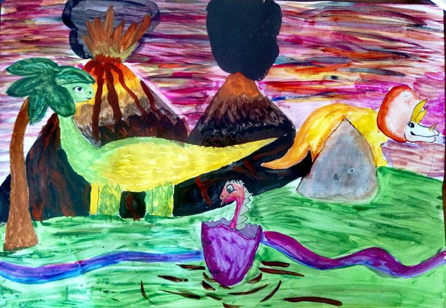 Международный творческий конкурс «Прогулки с динозаврами»  - детский рисунок, поделка, творческая работа, категория школьники, 4 класс, дистанционный конкурс, школьный конкурс
